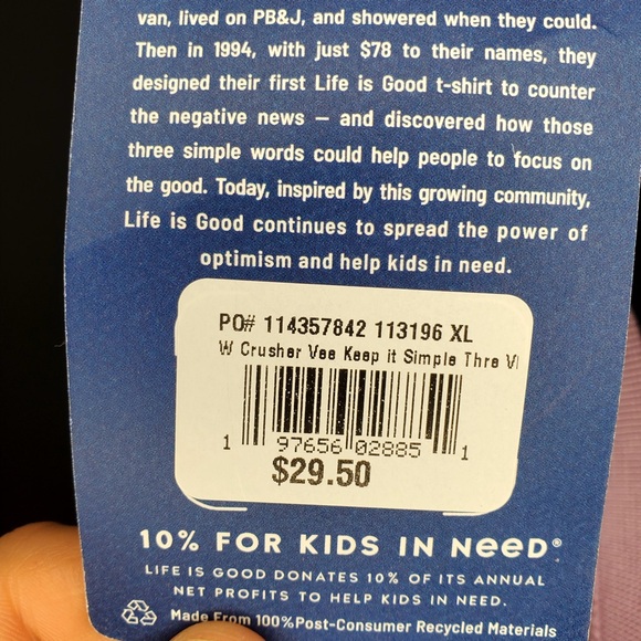 NWT Life Is Good Purple “ Keep It Simple” W/3 Flowers Size: X- Large - Picture 4 of 5